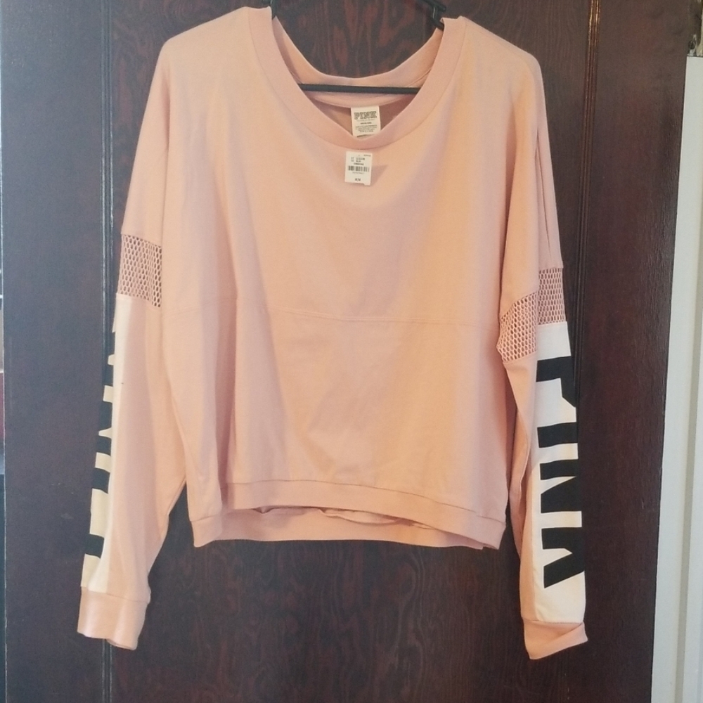 VS pink cropped shirt with Mesh sleeves